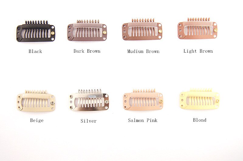 3.8cm 10T-Tube Stainless Steel Snap Wig Clip For Machine Weaving Extensions Hair Extensions Comb
