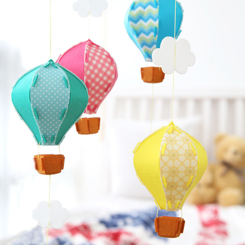 Decoración de globos de aire , guirnalda colgante de fieltro en 3D para el aula infantil, decoración para de cumpleaños o de bienvenida (amarillo)