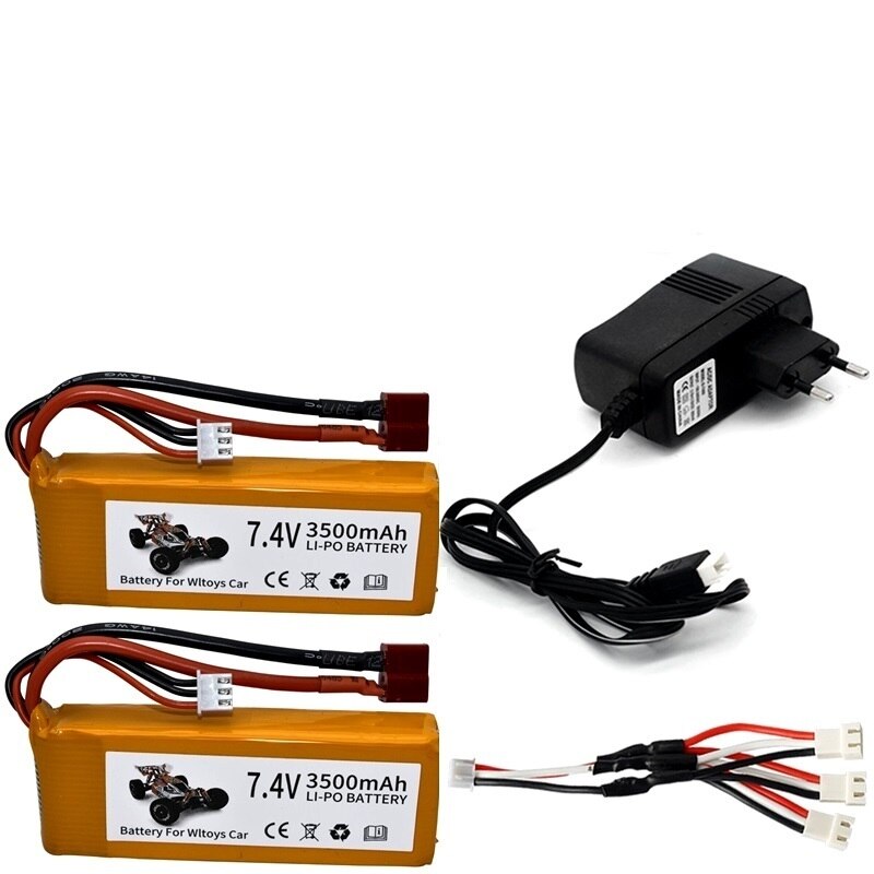 Ensembles de chargeur de batterie Lipo 7,4 V 3500 mAh pour Wltoys 144001 124016 124017 144002 Batterie de voiture 2s 7.4v pour voiture Wltoys 12428 12423 RC: Gris foncé