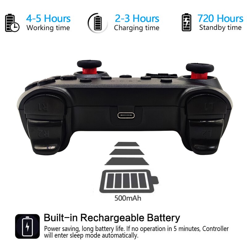 Manette sans fil Bluetooth pour Nintendo Switch Pro NS-Switch Pro manette de jeu pour Console Switch avec poignée 6 axes
