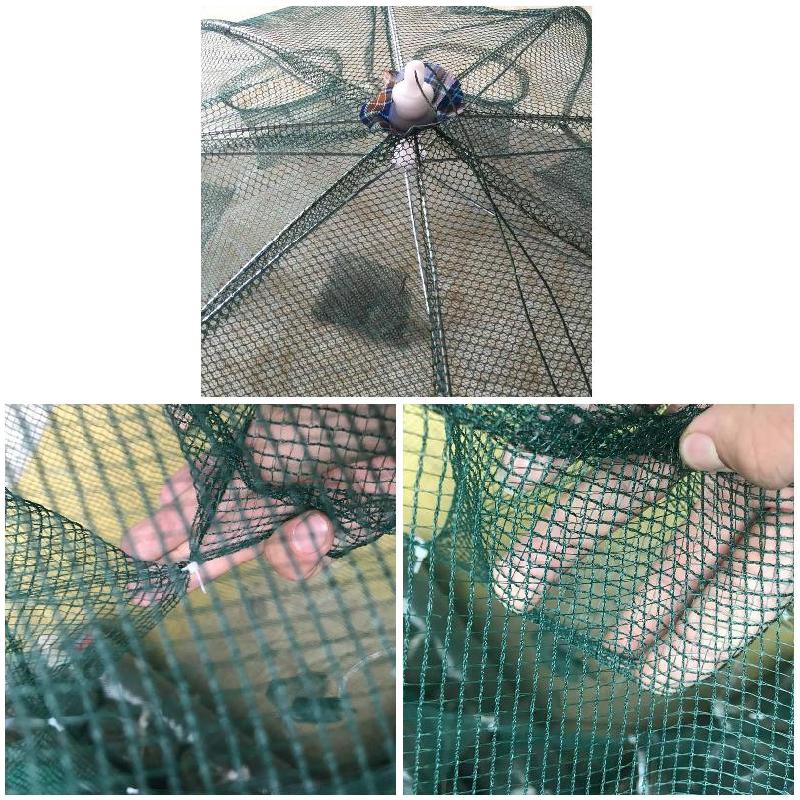60-62 cm Gevouwen Ronde Visnet Gebruik Hexagon 6 Gaten Kooi Minnows Krab Kreeft Netto voor Garnalen Minnow Rivierkreeft Krab