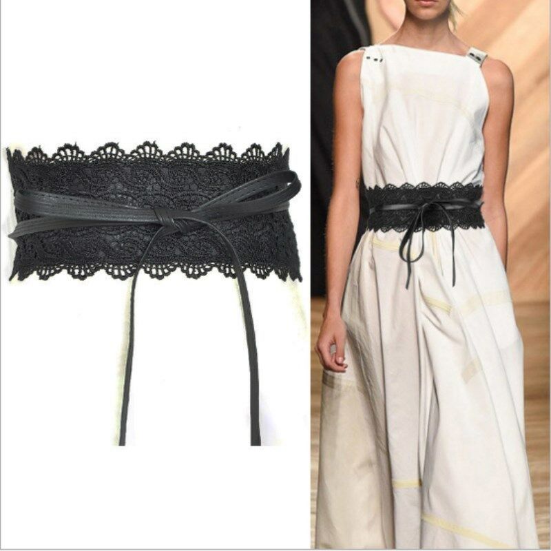 Women Lady Stretch Buckle Waist Belt Wide Lace Elastic Waistband Wide Corset Lace Belt Female Wedding Dress Waist Band