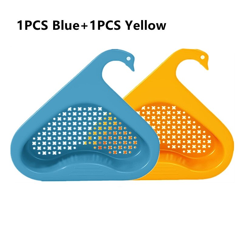Sink Hanging Swan Drain Basket Garbage Filter Blue Fruit Vegetable Drain Rack Dry Wet Separation Kitchen Special Rack: 1PCS-blue 1PCSyellow