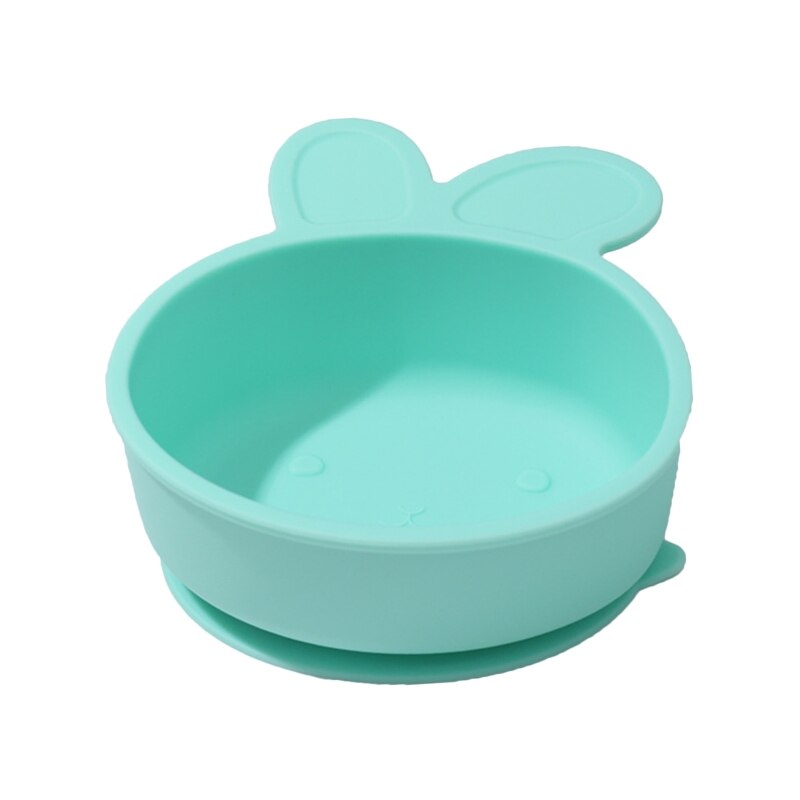 Baby Silicone Fish Tortoise Rabbite Shape Divided Suction Silicone Plate Bowl Suction Tray Antislip Kids Food Feeding Bowl: 45-Green