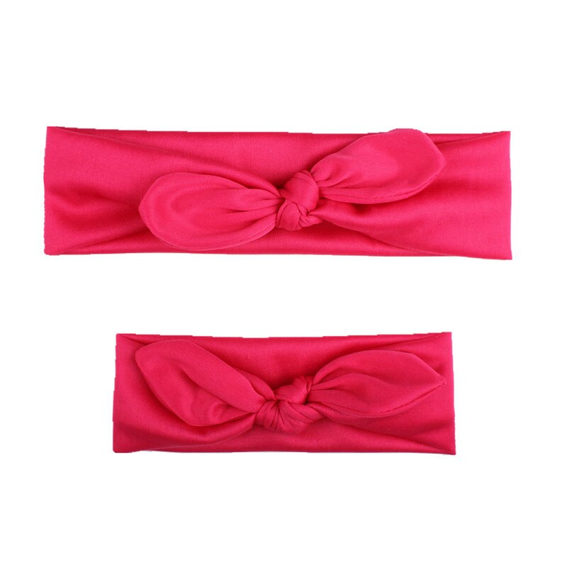 2 pz/set stile europeo puro colore Bowknot turbante vacanza neonato copricapo carino elastico Baby Girl Hairband: Colore Rosso della rosa