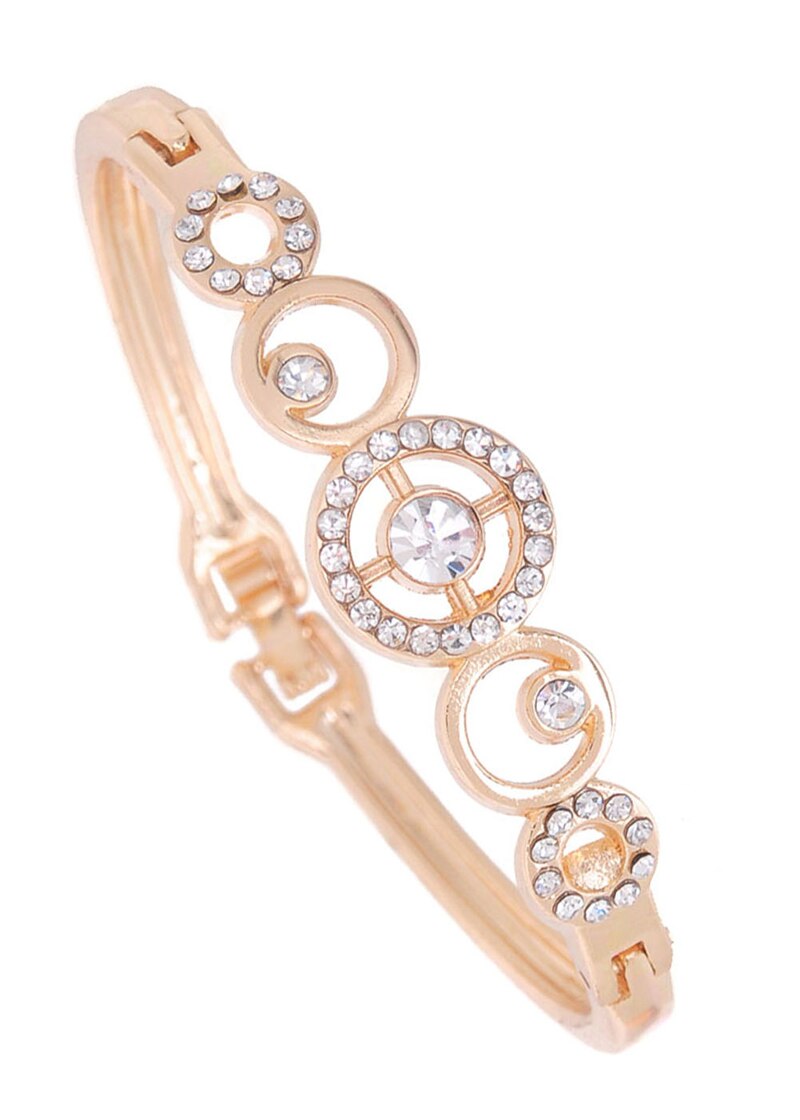 Trendy dame / pigesrose guldfarve klare østrigske krystal twist armbånd & armbånd smykker: Gp2479