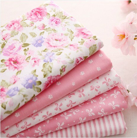 Tissu 100% coton rose pour couture, 40cm x 50cm, 5 pièces, tissu pour couette, Patchwork, literie pour enfants