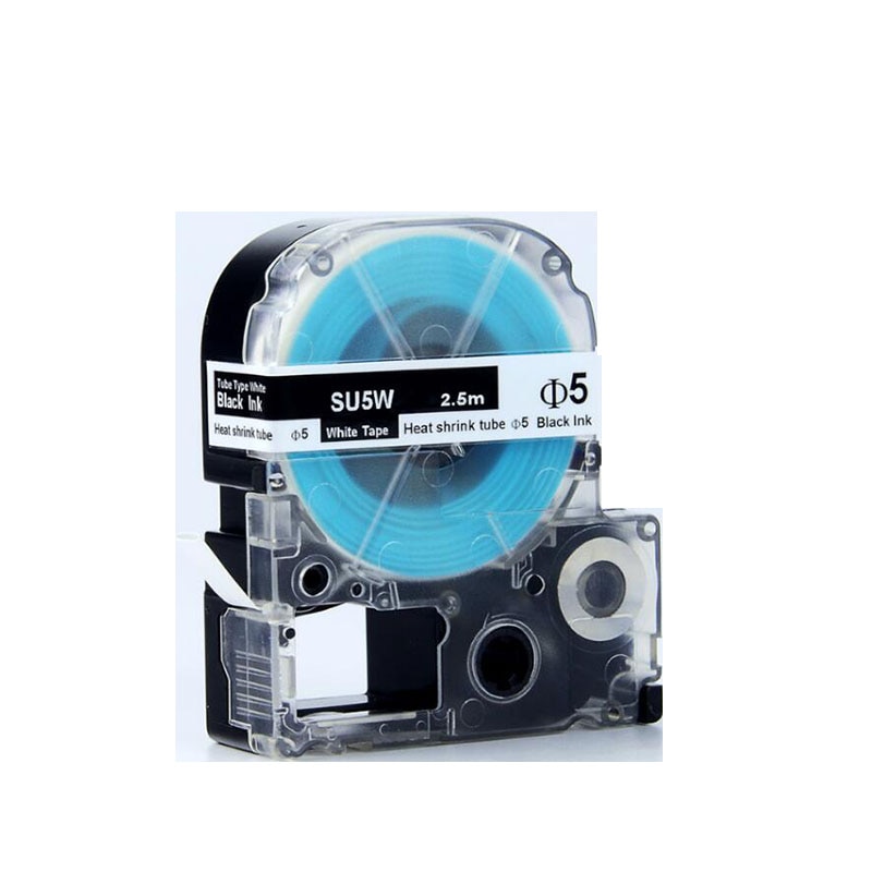 3pk 5Mm * 2.5M Voor Epson SU5W Label Tape Zwart Op Wit Krimpkous Label Tapes SU5W voor Epson Label Printer Lint