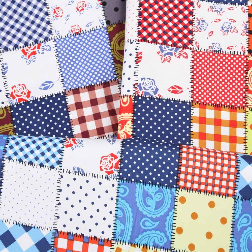100% Katoen Mozaïek Plaid Rode Stof Diy Tafelkleed Kleding Kinderen Laken Tas Stof