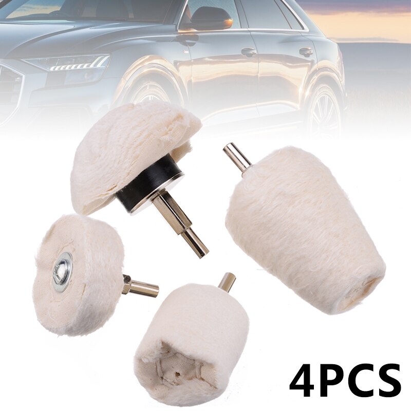 4 Uds Auto aluminio inoxidable pelusa pulido almohadilla mopa rueda taladro Kit para pulir Herramientas de limpieza piezas