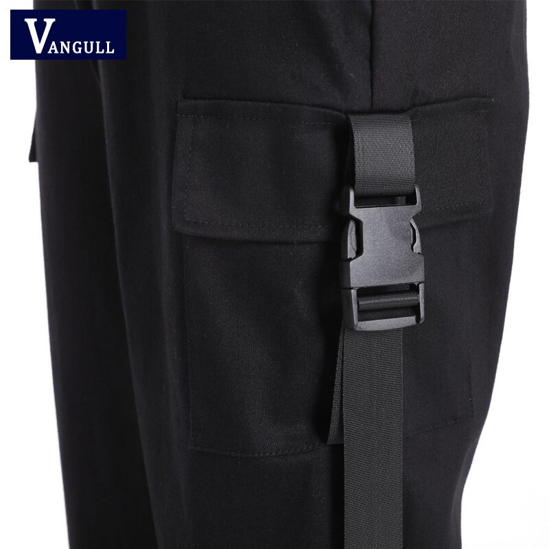 Vangull , ropa de calle de primavera, pantalones Cargo para mujer, Joggers casuales, pantalones negros de cintura alta, pantalones sueltos para mujer, pantalones Capri para mujer