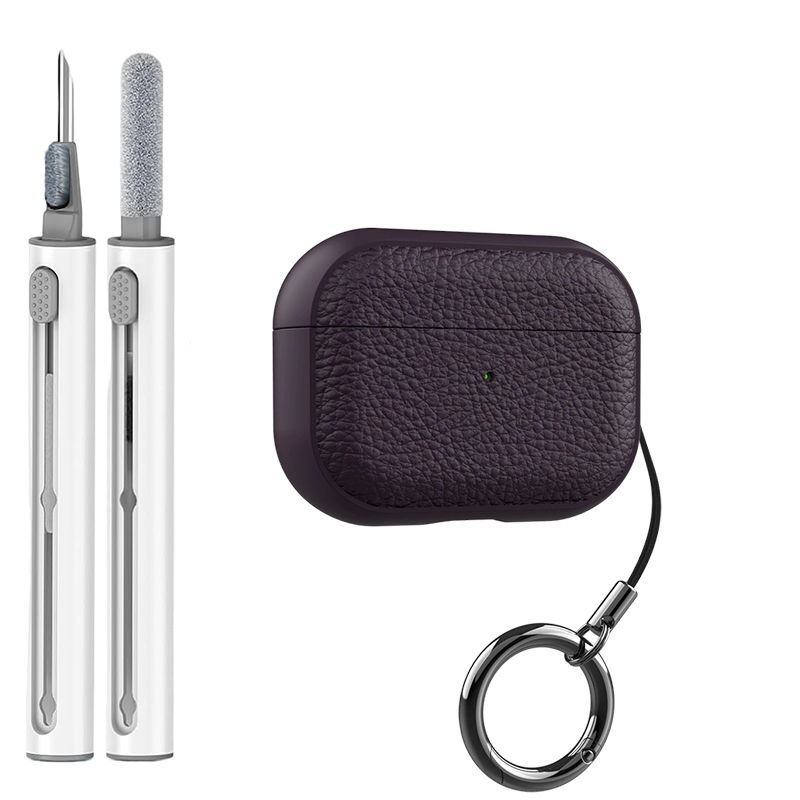 Funda de cuero Compatible con AirPods Pro 2 Generación AirPod 1 3 4 Max Funda protectora de TPU suave con llavero El LED frontal visible: l / Morado