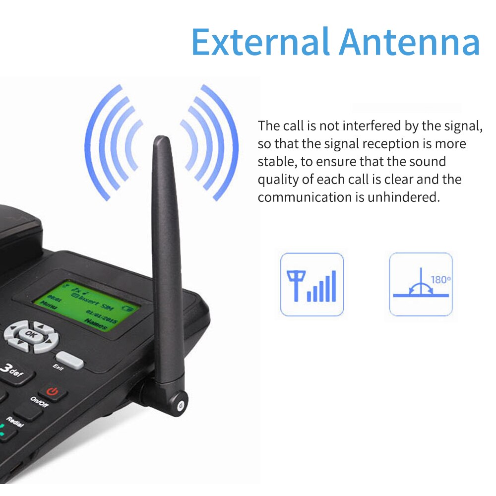 Teléfono inalámbrico de escritorio, soporte GSM 850/900/1800/1900MHZ, Tarjeta SIM Dual, 2G, teléfono inalámbrico fijo con antena de Radio y alarma