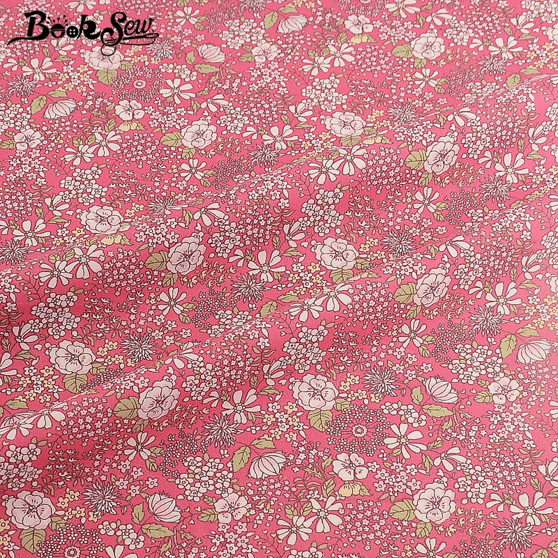 Booksew Tissu Tecido Printed Floral DIY 100% Cotton Pink Twill Sewing Textile Fabric Meter DIY Dress Material Telas Por Metro