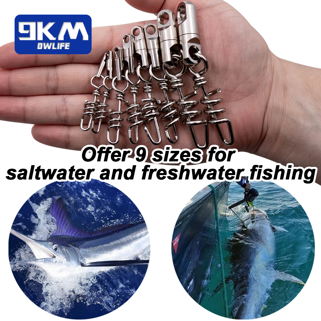 Fishing Corkscrew Swivel Snaps 10~30Pcs Saltwater Fishing Swivels Stainless Steel Heavy Duty Round Swivels Snap Lure Connector