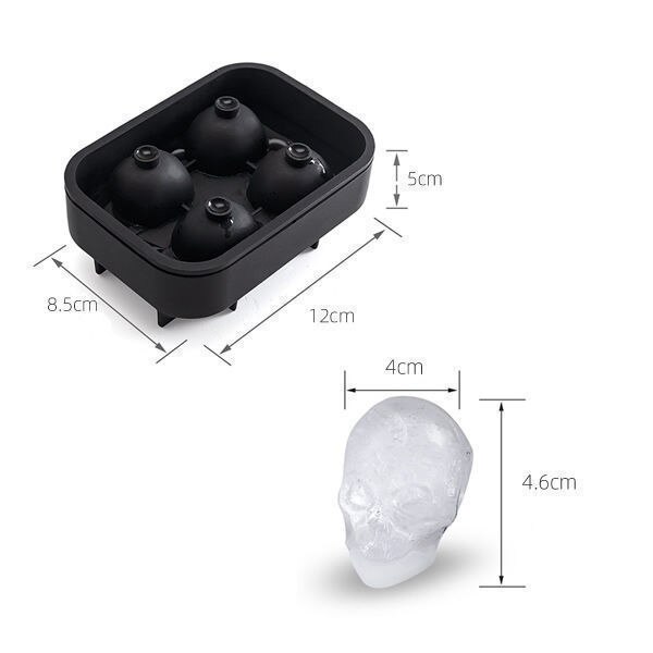 Ice Cube Maker DIY Silica Gel Gun Bullet Skull Shape Tray Mold Home Bar Party Cool Whiskey Wine Ice Cream Bar Tool: A