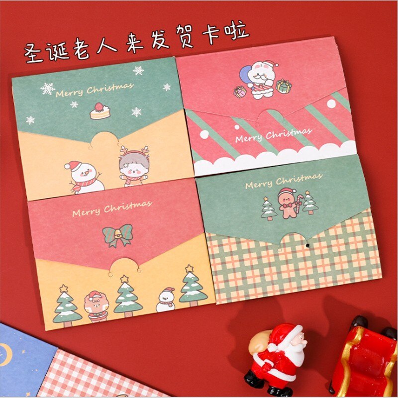 1Pc Christmas Greeting Card Kids Mini Christmas Blessing Greeting Cards Envelope Year Postcard Card Xmas Party