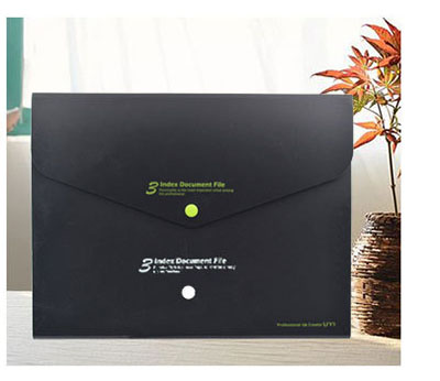 EZONE 1PC A4 Button File Bag Large Capacity Multi-layer Folder 8 Colors Meeting Information Bag Utility Stationery: Black Green