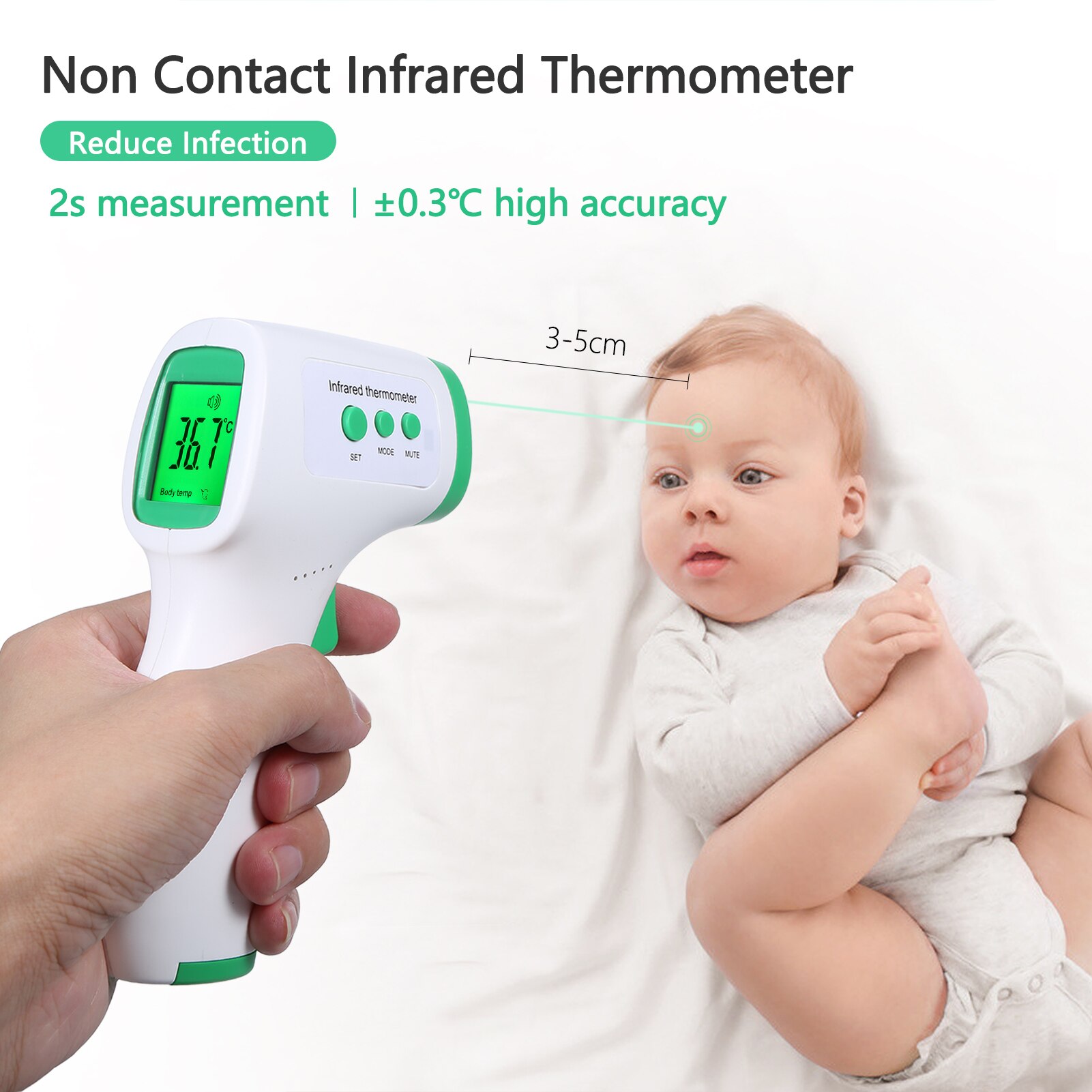 Volwassen Digitale Thermometer Non-Contact Ir Infrarood Thermometer Infrarood Lcd Voorhoofd Temperatuurmeting Huishoudelijke Draagbare