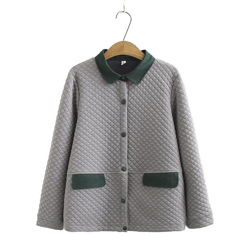 Herfst Gewatteerde Jassen Voor Vrouw Plus Size Lichtgewicht Dunne Enkele Breasted Jasje Plus Size Vrouwen Jas: GRAY / Xl