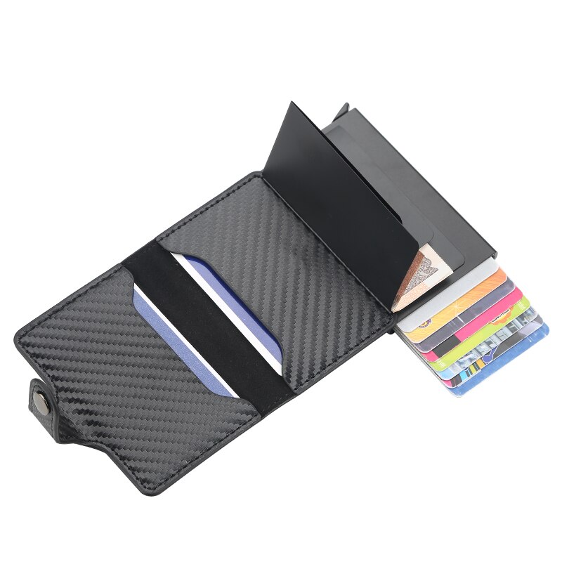 Credit Kaarthouder Hasp Smart Id Card Case Metal Rfid Aluminium Doos Slanke Mannen En Vrouwen Id Houder Pu lederen