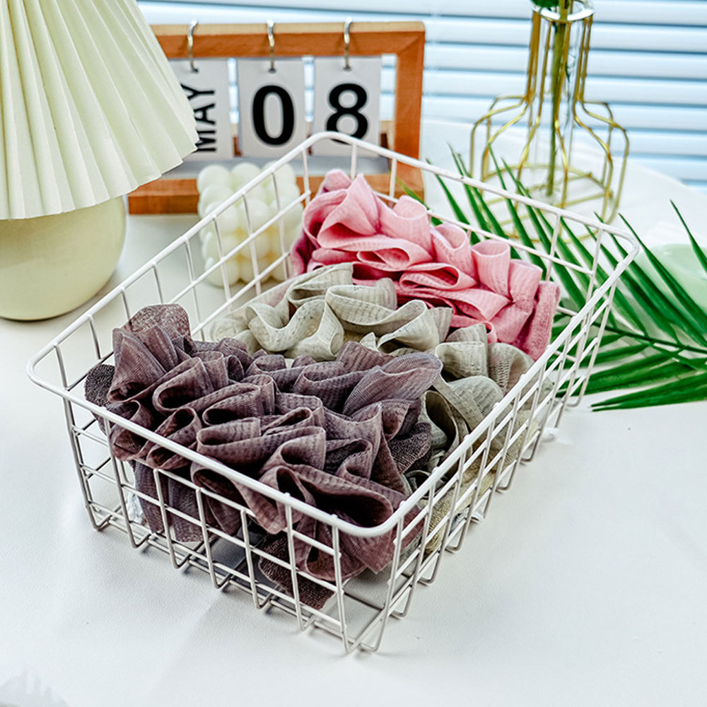 2-In-1 Bath Loofah Sponge with Drawstring Bath Ball Bath Loofah Shower Washcloth Set for Women Men