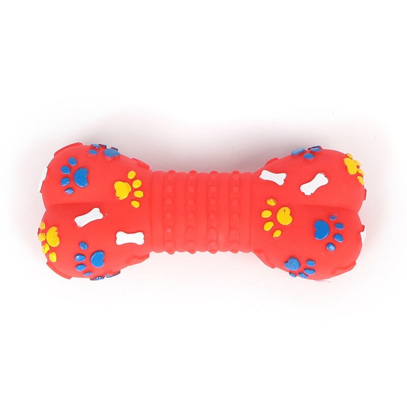 Jouet en plastique os pour chien, jouet à mâcher, porte-friandises, nettoyage des dents, jouets à couineur, entraînement interactif, fournitures pour animaux de compagnie: Red