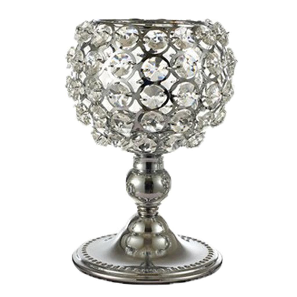 Krystall telys lysestake lysestake glass søyle lysestaker bryllup bord midtdeler fest hjemmedekorasjon: 15cm sølv