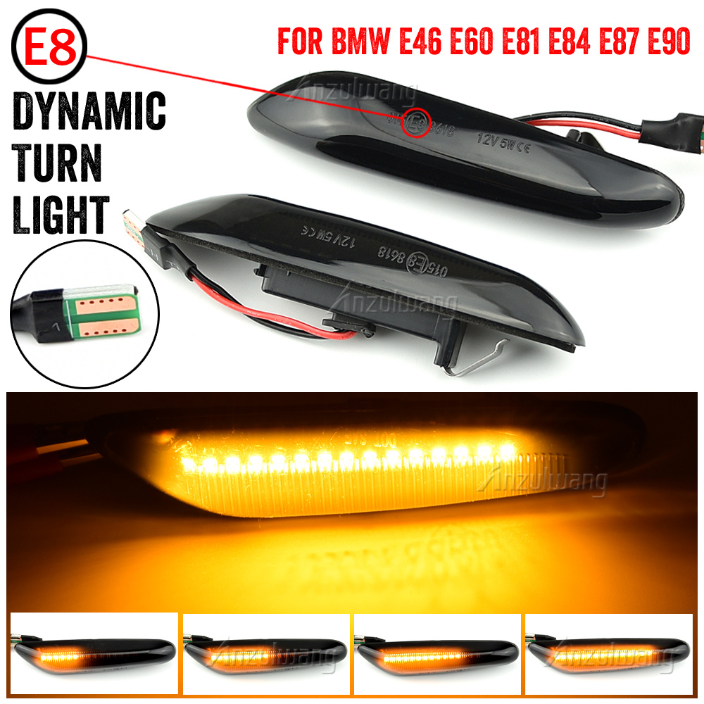 Dynamique Fluide Séquentiel LED feu De Position Latéral lampe Clair pour BMW E46 E60 E61 E81 E82 E83 E84 E87 E90 E91 E92 E93