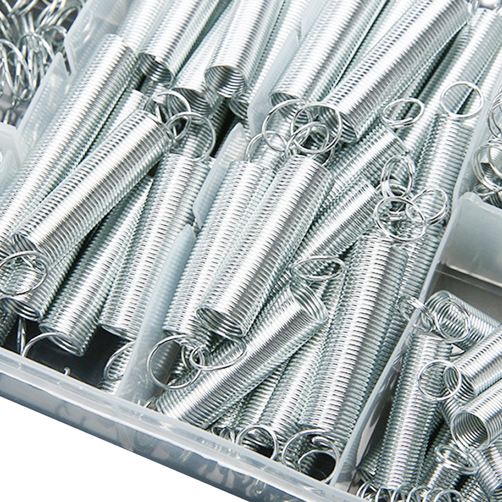 200 st metallstål spänningsförlängning och kompressionstryck med förvaringsbox reparationer spiral bärbar hårdvara verktygsfjäder set
