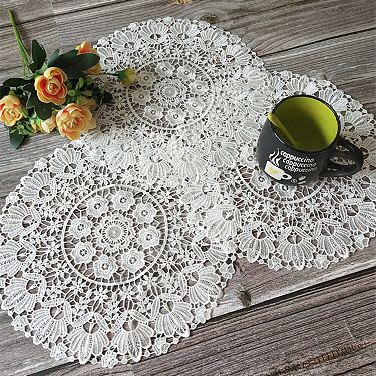 Runde 30cm Europäischen retro Hand Häkeln Spitze Tischset Bahn Balkon Tisch matt Weihnachten Hochzeit Dekoration Staub Tuch