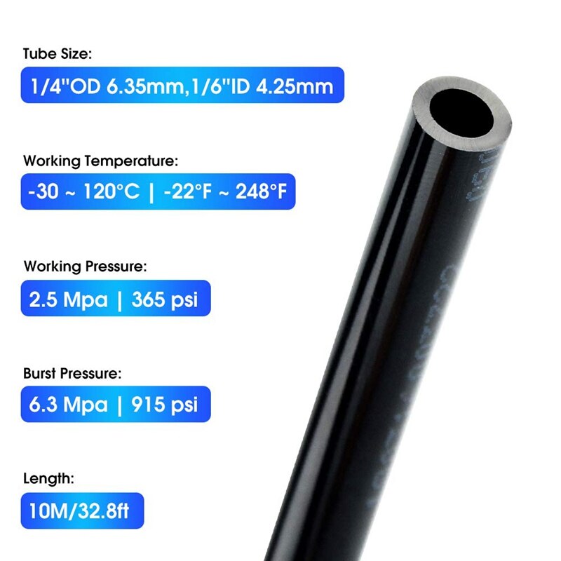 Botique -10m 1/4 tommer pe-rør indre diameter 4mm ydre diameter 6.35mm havevandingsslange til lavtryk