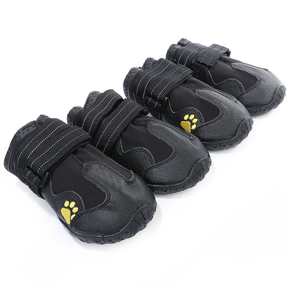 Zapatos reflectantes impermeables para perro, botas cálidas para nieve y lluvia, botines antideslizantes para mascotas, calzado para perros medianos y grandes, 4 unids/set por Set: size 4
