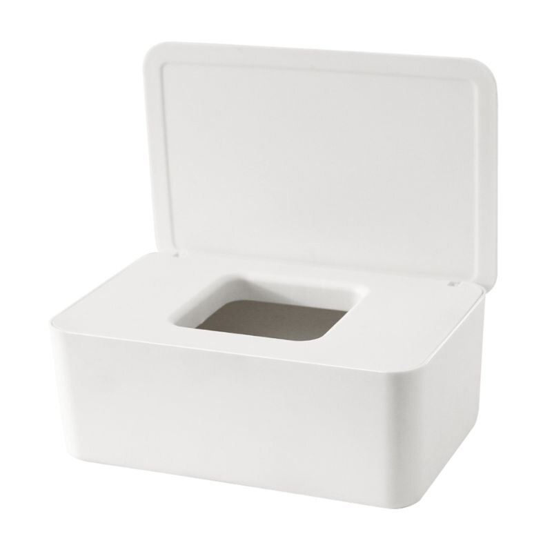 Babydoekjes Dispenser Tissue Servet Geval Houder Mond Masker Opbergdoos Drie-Layer Seal Antislip Plastic container: White