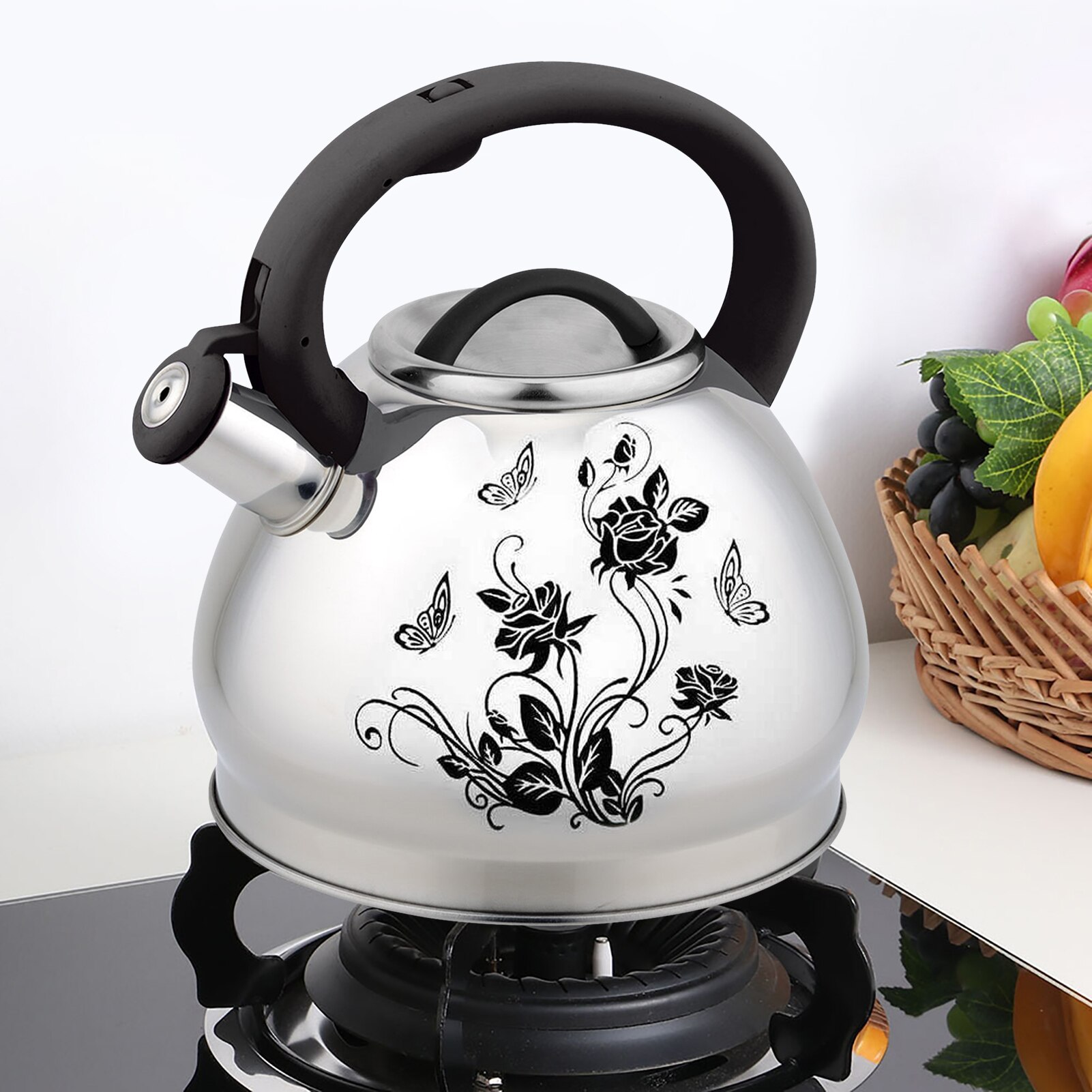 3L Teapot Stainless Steel Kettle High Whistling Pot Cooker Automatic Whistle Is Loud Enough Suitable For Gas Electric