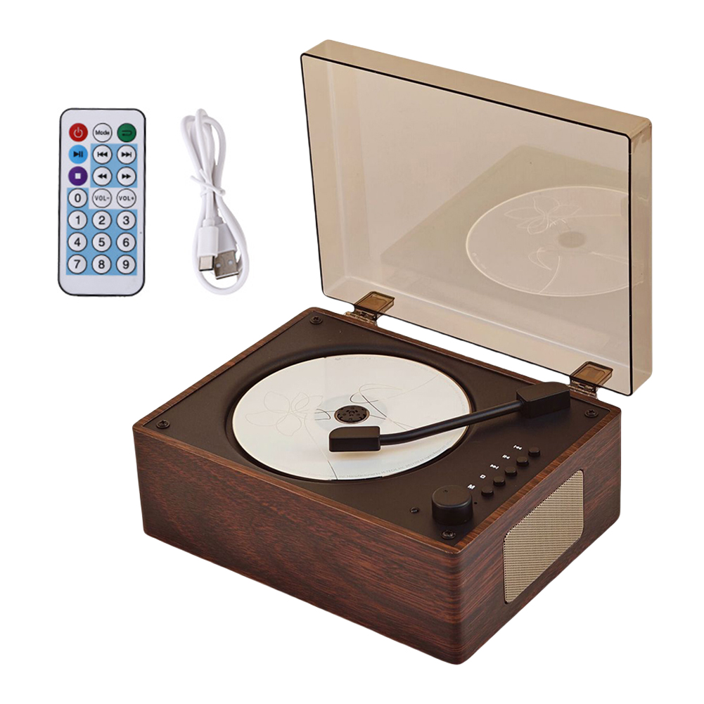 Retro CD Player Rechargeable Wireless Bluetooth 5.0 Speaker Portable Home Music Player USB 3.5mm AUX Desktop CD Player for Home: Grey