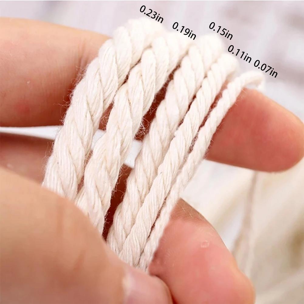 Cordon en macramé naturel, Long, Flexible, en coton, blanc crème, pour la maison, décorations de noël et de mariage, 2-6mm