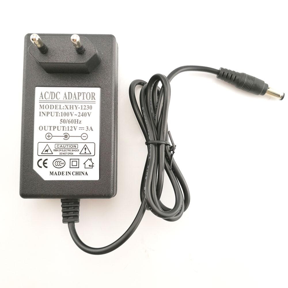 AC 100V-240V DC Charger Adapter Camera Power Supply 12V 3A Converter 5.5mm*2.5MM US EU Plug Transformer for CCTV LED Strip L19