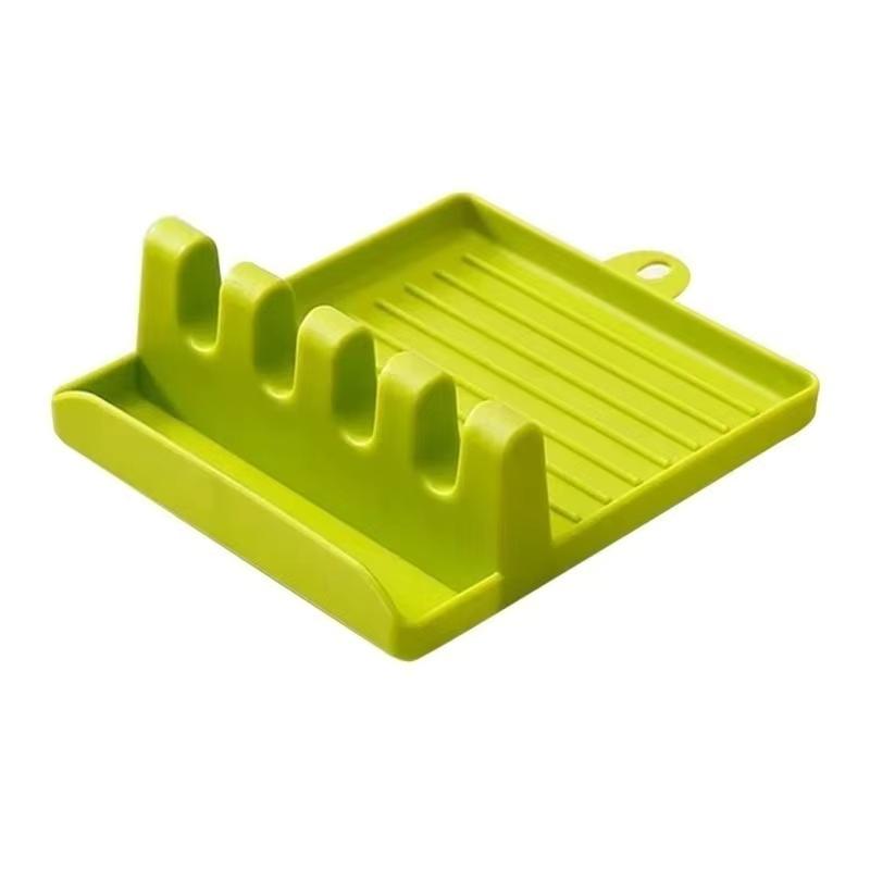 Keukenlepelhouders Vork Spatel Rek Plank Organisator Plastic Eetstokjes Houder Antislip Lepels Pad: green