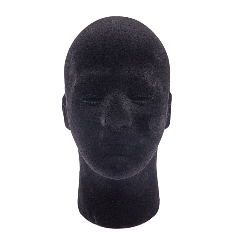 Mannlig styrofoam skum mannequin dukkehode modell parykker briller lokk vise stativ svart: misligholde tittel