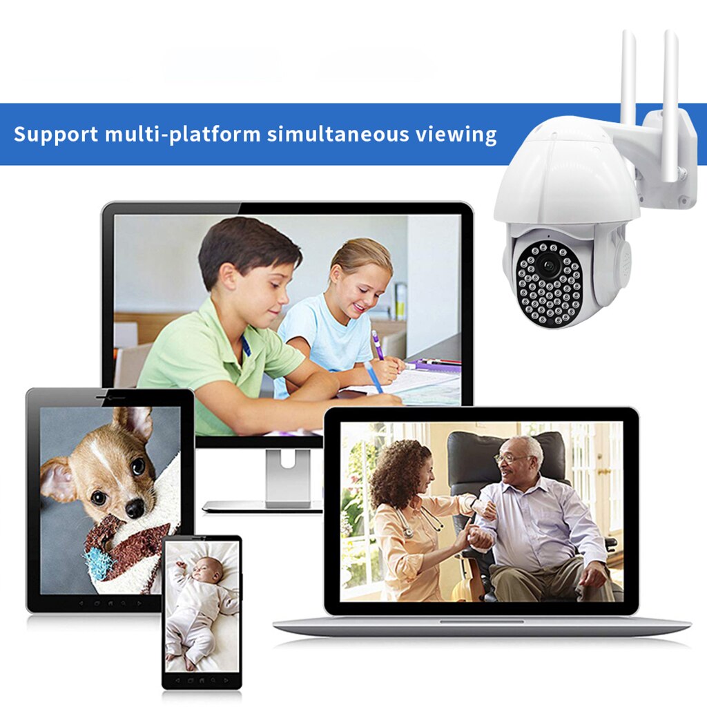 1080P WiFi Waterproof Rotation Security Camera 46 LED Motion Detection Two Way Audio Home Security IR Cam - UK Plug 16GB