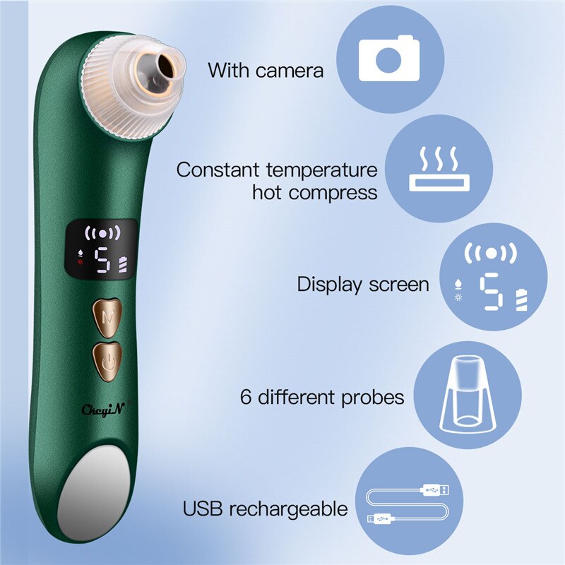 Ckeyin-microscopio eliminador de espinillas, limpiador de poros al vacío, succión de compresa , eliminación de manchas negras, limpieza facial eléctrica, 20X