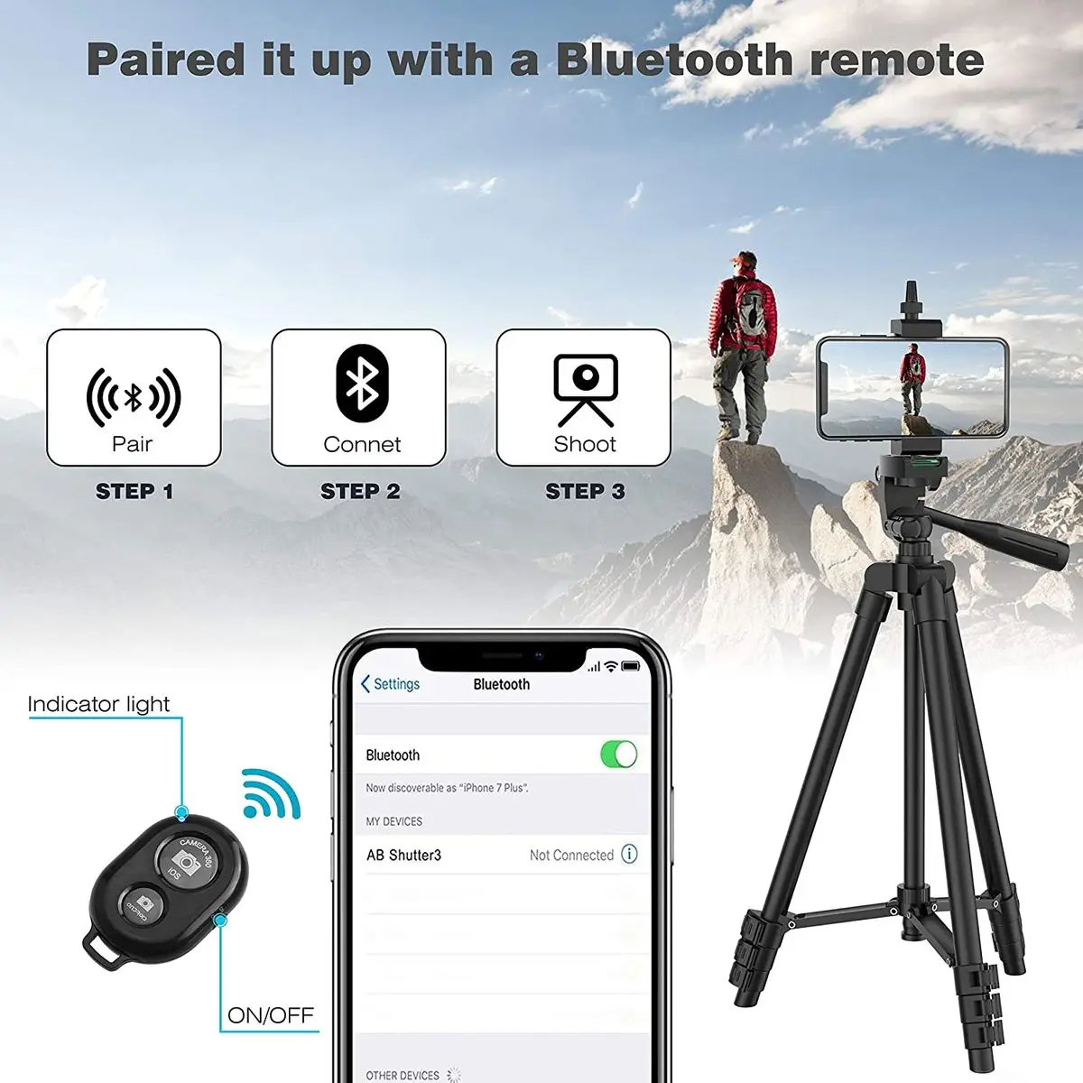 Trípode para teléfono, soporte de trípode para teléfono con grabación de vídeo de 100cm con control remoto Bluetooth, soporte Universal para fotografía de teléfono y cámara