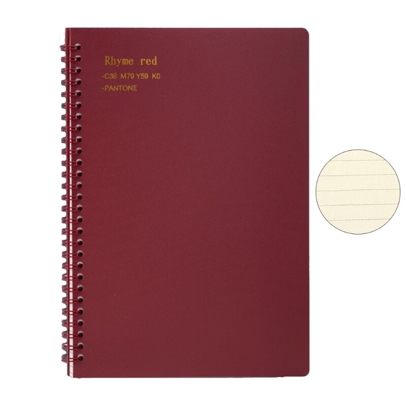 80Sheets Coil Notebook Inner Paper Pages Vintage Retro Paper Spiral Bound K92C: Striped wine red
