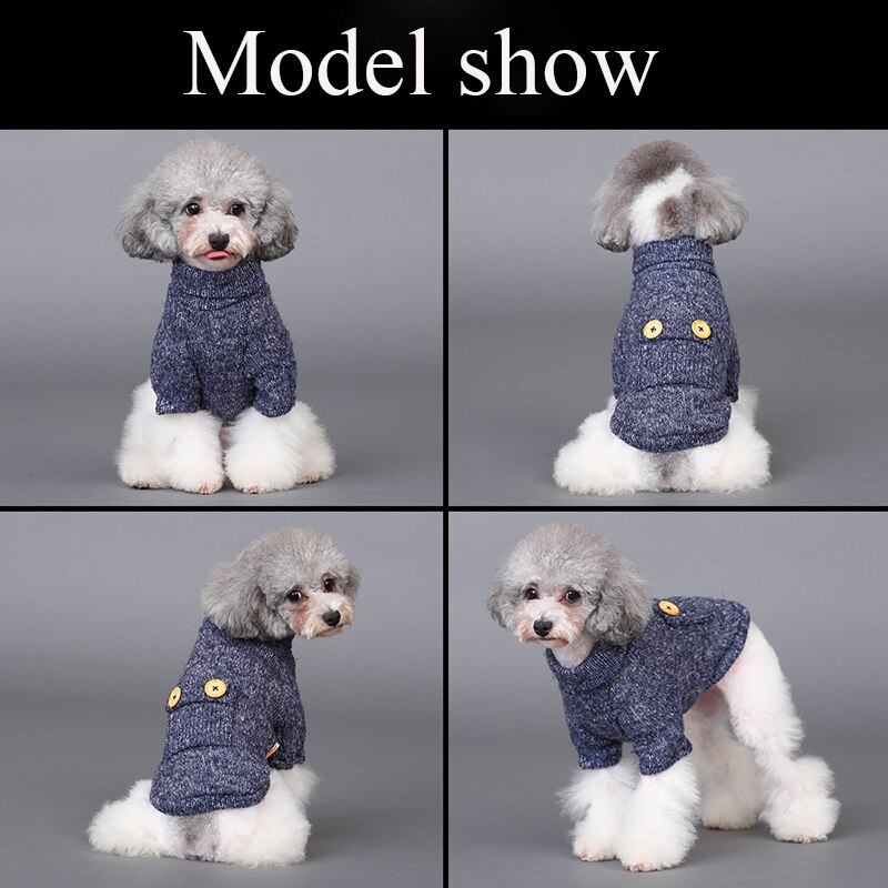 HOOPET Pet Dog Cat Clothes Small Button Bright Silk Turtleneckm Two Feet Warm Out Sweater Spring and Autumn Clothing