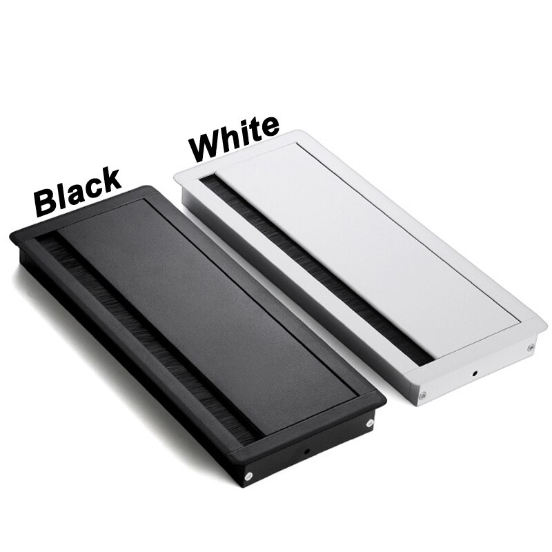 Office Insert Furniture Hardware Aluminium Alloy Port With Brush Wire Organizer Desk Grommet Line Box Cable Tidy Outlet Surface