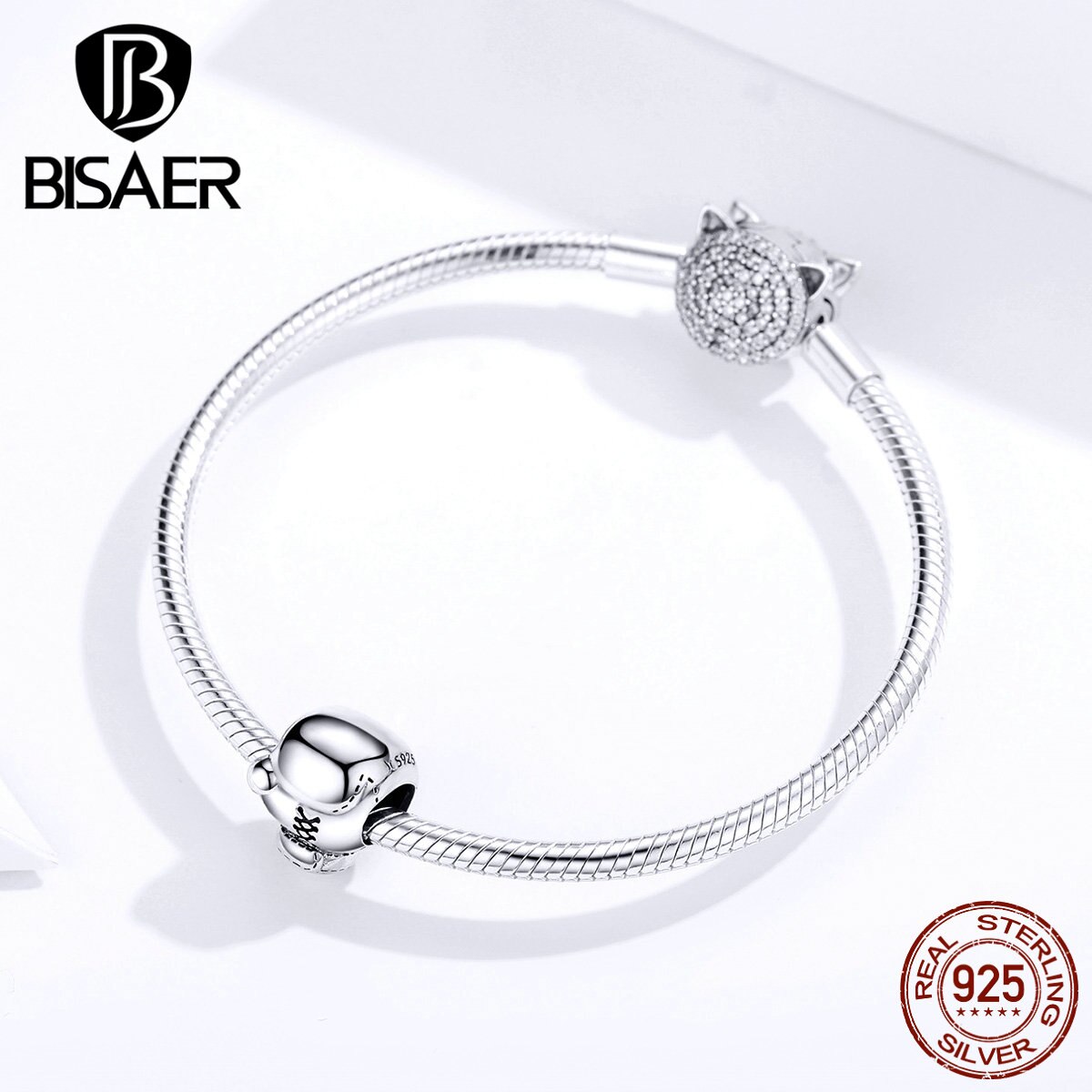 BISAER Authentic 925 Sterling Silver Boxing Sets Gloves Beads Charms fit Bracelets & Bangles Sterling Silver Jewelry ECC1325