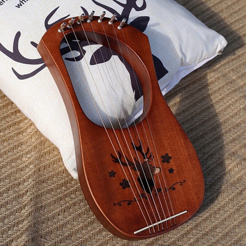 7-- strengs lyre harpe mahogni solid tre metallstrenger strengeinstrumenter