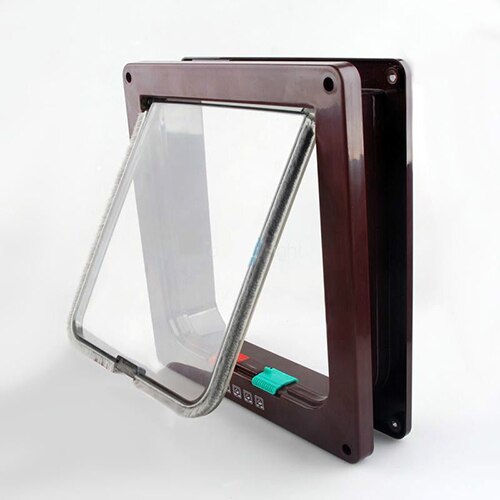 S/M/L plastic animal small pet door supplies two way free entry and exit lockable dog and cat safety flap door ABS WF: Black / 16X16X2