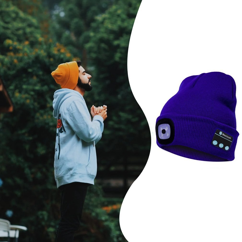 Winter Beanie Hat Wireless Smart Cap Headphone Headset with LED Light Handfree Music Headphone Earphones for